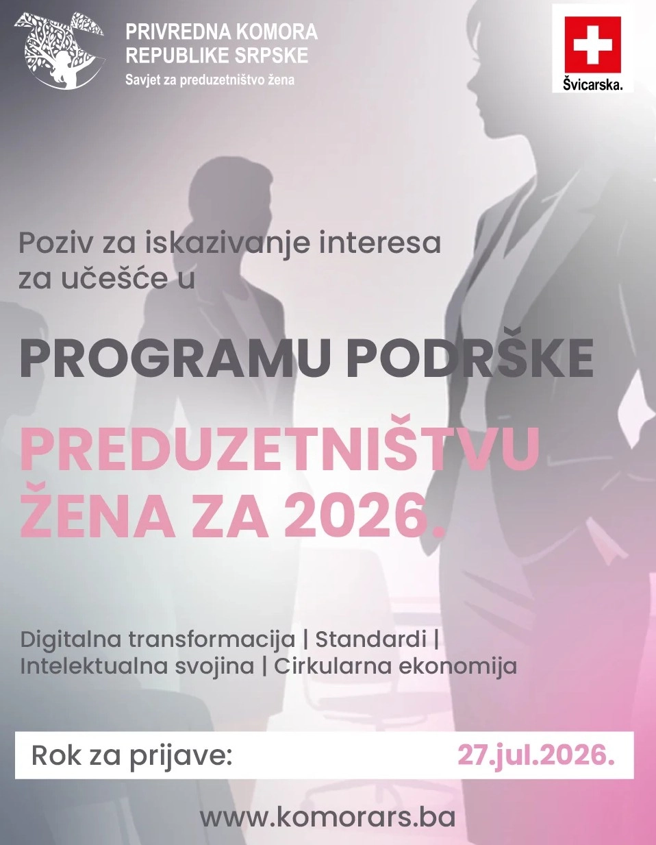 Poziv za učešće u Programu podrške preduzetništvu žena za 2026. godinu - Privredna komora Republike Srpske